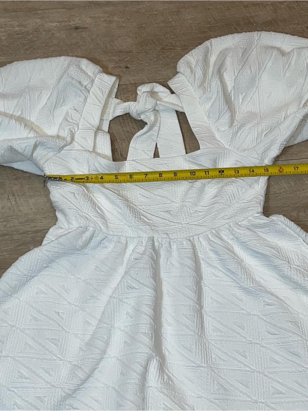 Free People Violet White Puff Sleeves Tie Back Dress Size Medium - Picture 8 of 10